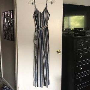 One piece blue and white jumpsuit